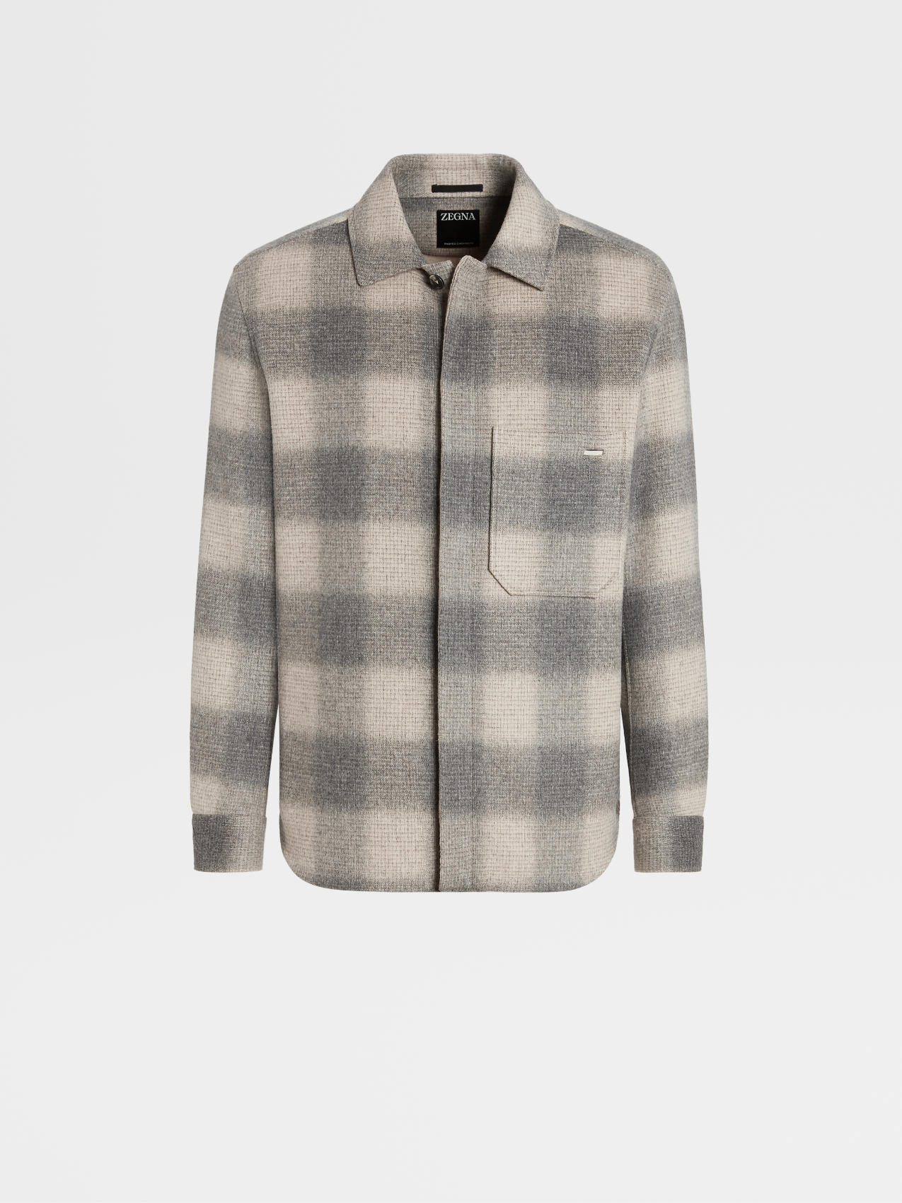 Sobrecamisa Doble en Trofeo™ Cashmere a Cuadros Gris y Pardo Claro